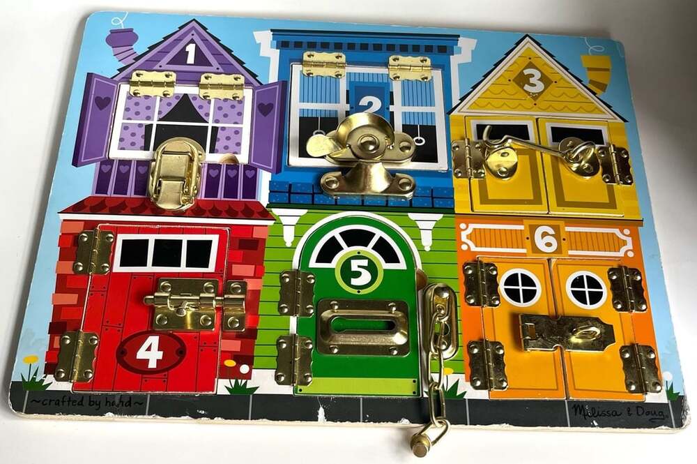 Melissa & Doug Wooden Latches Board Sensory Activity Toy